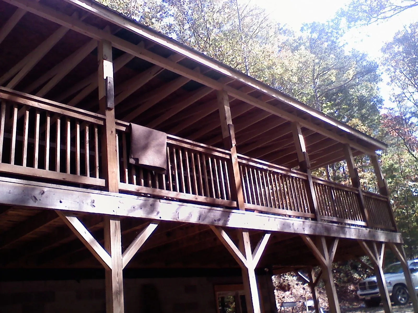 Timber framing under a new elevated porch and deck — Roof Leak Repair in Henderson by Roofing Brothers